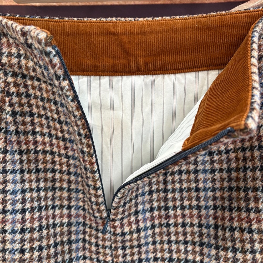 J. Crew No. 2 Pencil Black/Tan Multi Houndstooth 100% Wool Blend Skirt Lined Sz2 - Picture 3 of 8